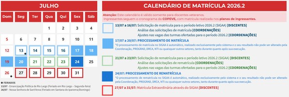 Matrículas para 2026.2